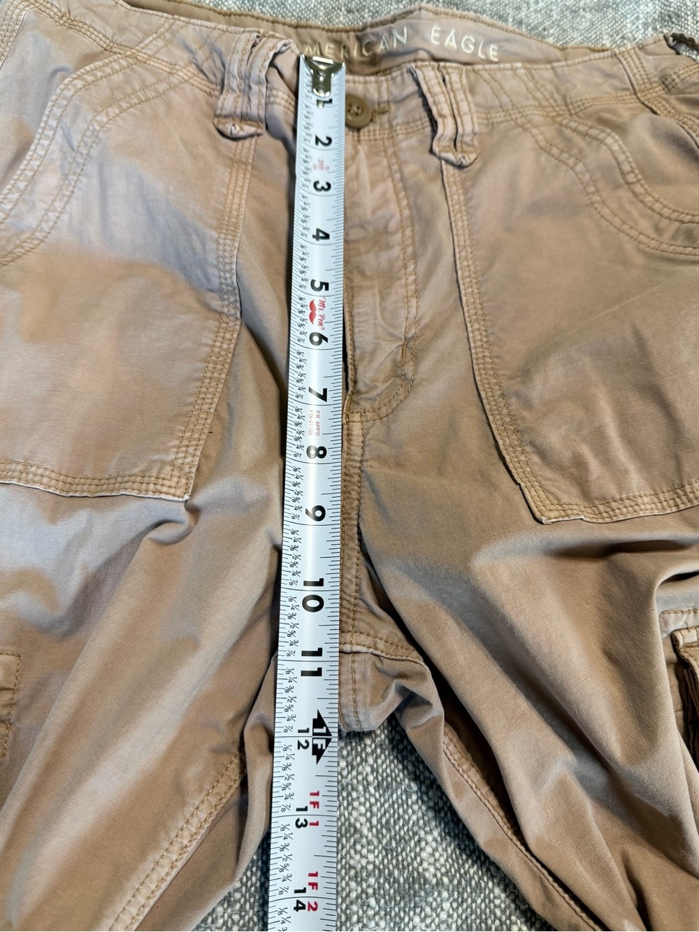 American Eagle SZ 8 Baggy Jogger Cargo Pants Khaki High Rise Streetwear Stretch - Picture 9 of 11